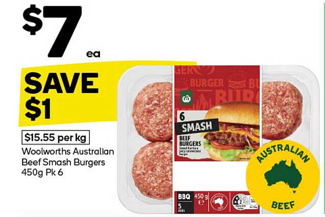 Woolworths Australian Beef Smash Burgers