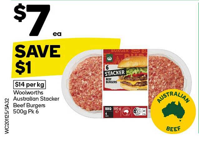 Woolworths Australian Stacker Beef Burgers