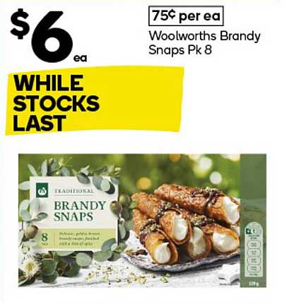 Woolworths Brandy Snaps Pk 8