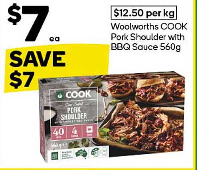 Woolworths COOK Pork Shoulder with BBQ Sauce