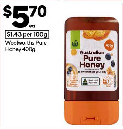 Woolworths Pure Honey 400g