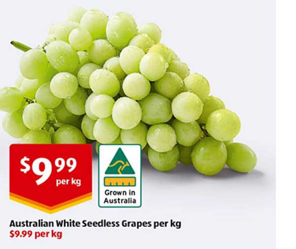 Australian White Seedless Grapes per kg