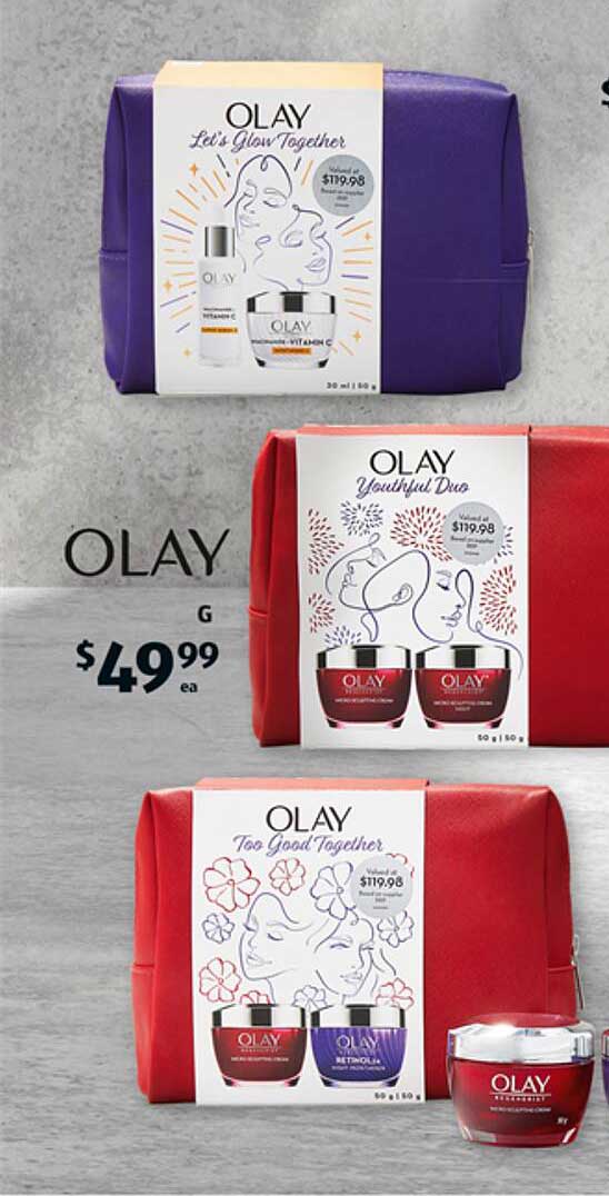 Olay Let's Glow Together  
Olay Youthful Duo  
Olay Too Good Together  