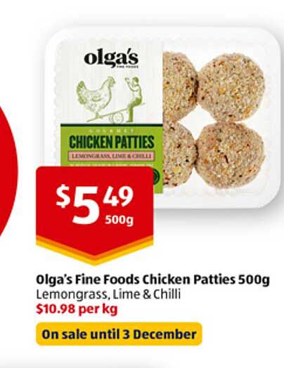 Olga's Fine Foods Chicken Patties