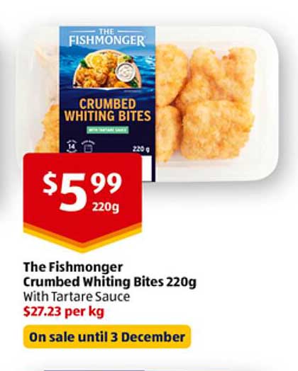 The Fishmonger Crumbed Whiting Bites 220g