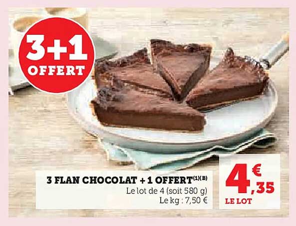 3 FLAN CHOCOLAT + 1 OFFERT