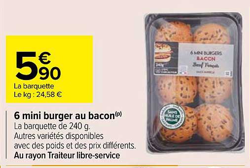 6 mini burger au bacon