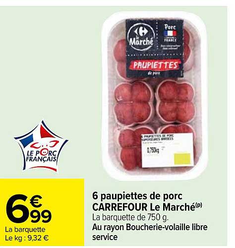 6 paupiettes de porc CARREFOUR Le Marché(p)