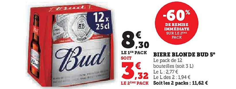 BIERE BLONDE BUD 5°