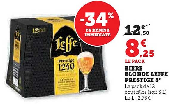 BIERE BLONDE LEFFE PRESTIGE 8°