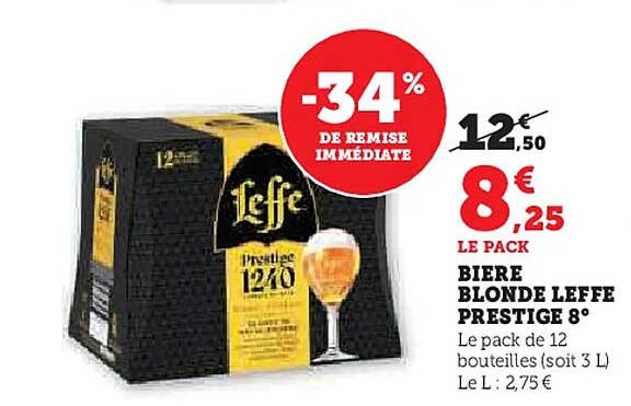 BIERE BLONDE LEFFE PRESTIGE 8°