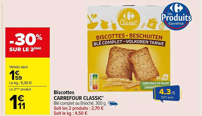 Biscottes CARREFOUR CLASSIC'