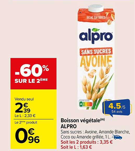 Boisson végétale(m) ALPRO