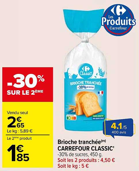 Brioche tranchée(m) CARREFOUR CLASSIC'