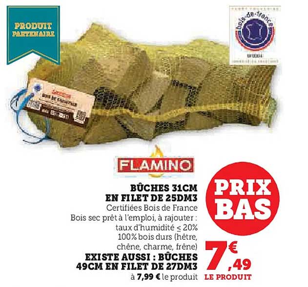 BÛCHES 31CM EN FILET DE 25DM3