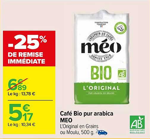 Café Bio pur arabica MEO