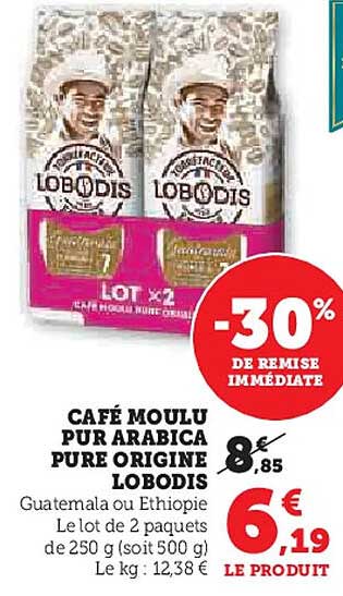 CAFE MOULU PUR ARABICA PURE ORIGINE LOBODIS