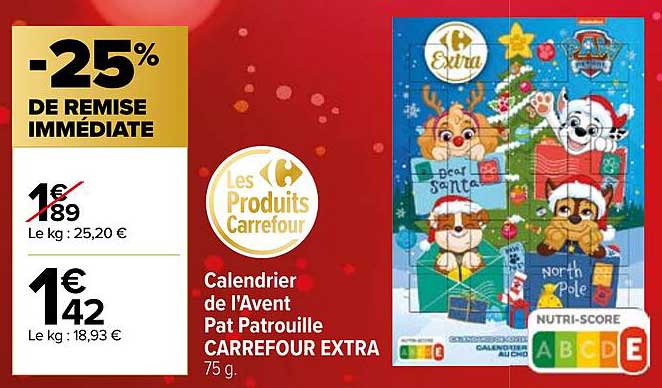 Calendrier de l'Avent Pat Patrouille CARREFOUR EXTRA