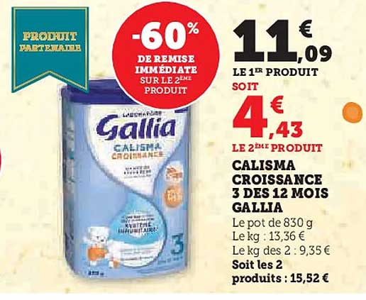 CALISMA CROISSANCE 3 DES 12 MOIS GALLIA