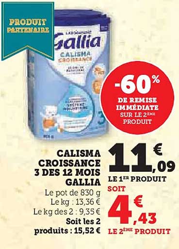 CALISMA CROISSANCE 3 DES 12 MOIS GALLIA