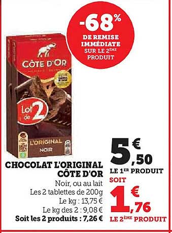 CHOCOLAT L'ORIGINAL CÔTE D'OR