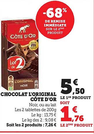 CHOCOLAT L'ORIGINAL CÔTE D'OR