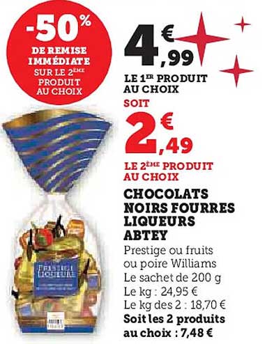 CHOCOLATS NOIRS FOURRÉS LIQUEURS ABTEY