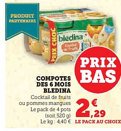 COMPOTES DES 6 MOIS BLEDINA