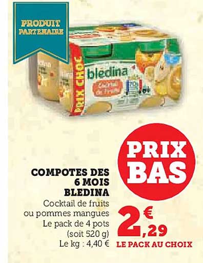 COMPOTES DES 6 MOIS BLEDINA