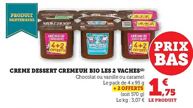 CRÈME DESSERT CREMEUH BIO LES 2 VACHES