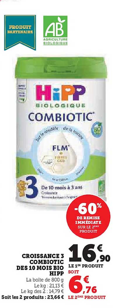 CROISSANCE 3 COMBIOTIC DES 10 MOIS BIO HIPPO