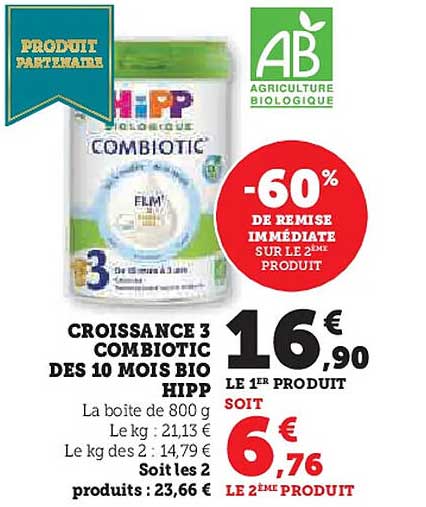 CROISSANCE 3 COMBIOTIC DES 10 MOIS BIO HIPPOP