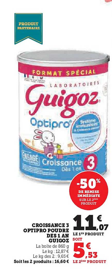 CROISSANCE 3 OPTIPRO POUDRE DES 1 AN GUIGOZ