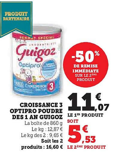 CROISSANCE 3 OPTIPRO POUDRE DES 1 AN GUIGOZ