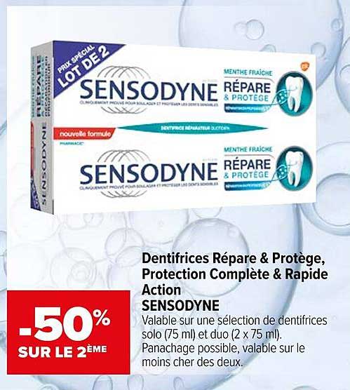 Dentifrices Répare & Protège, Protection Complète & Rapide Action SENSODYNE