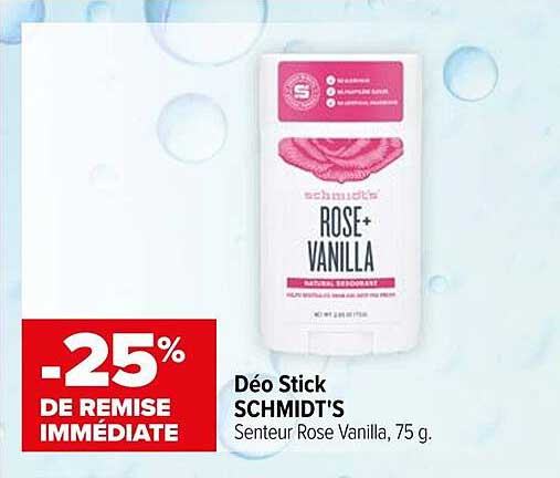 Déo Stick SCHMIDT'S Senteur Rose Vanilla