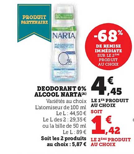 DEODORANT 0% ALCOOL NARTA(A)