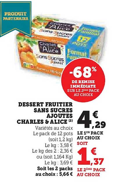 DESSERT FRUITIER SANS SUCRES AJOUTÉS CHARLES & ALICE