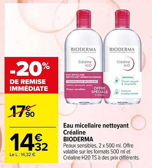 Eau micellaire nettoyant Créaline BIODERMA