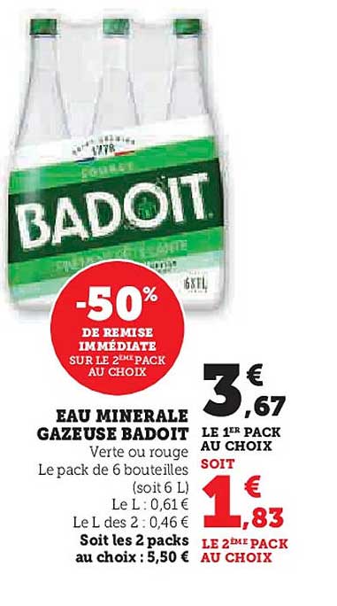 EAU MINERALE GAZEUSE BADOIT