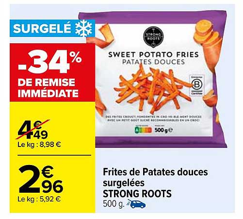 Frites de Patates douces surgelées STRONG ROOTS