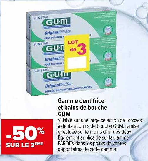 Gamme dentifrice et bains de bouche GUM