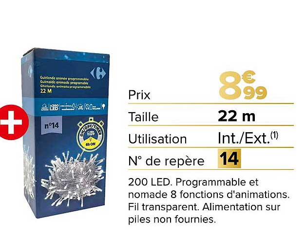 Guirlande animée programmable 200 LED 22 m