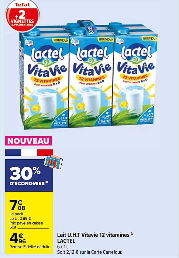 Lait U.H.T Vitavie 12 vitamines (o) LACTEL