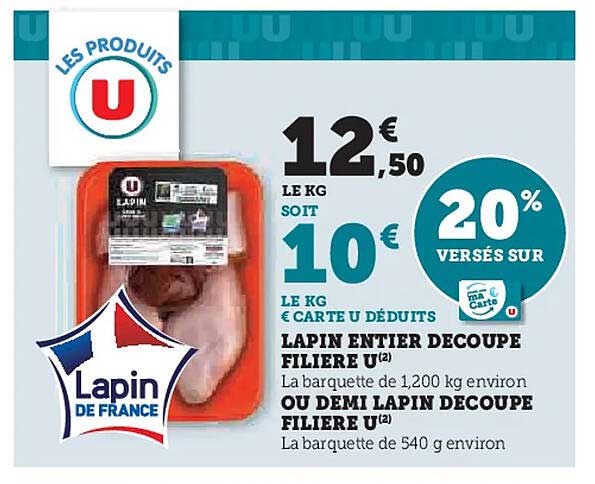 LAPIN ENTIER DECOUPE FILIERE U