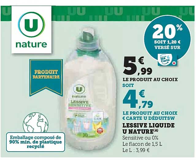 LESSIVE LIQUIDE U NATURE(A)