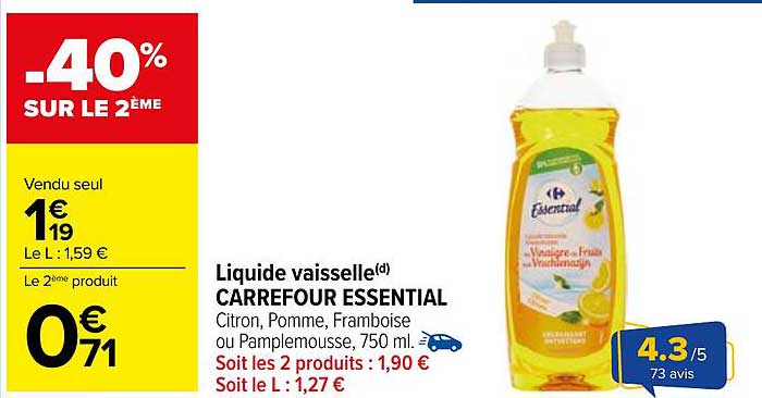 Liquide vaisselle CARREFOUR ESSENTIAL