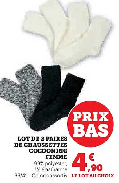 LOT DE 2 PAIRS DE CHAUSSETTES COCOONING FEMME