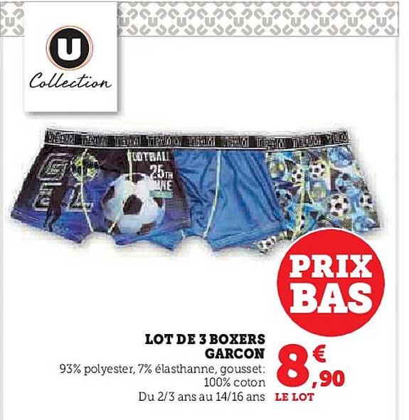 LOT DE 3 BOXERS GARCON