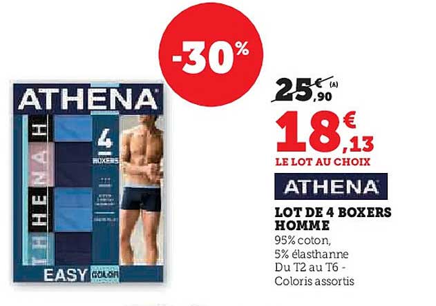 LOT DE 4 BOXERS HOMME